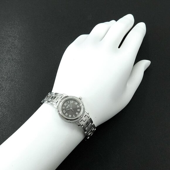 HERMES Clipper CL4.210 Quartz Date Gray Dial Ladies Watch - Picture 1 of 12